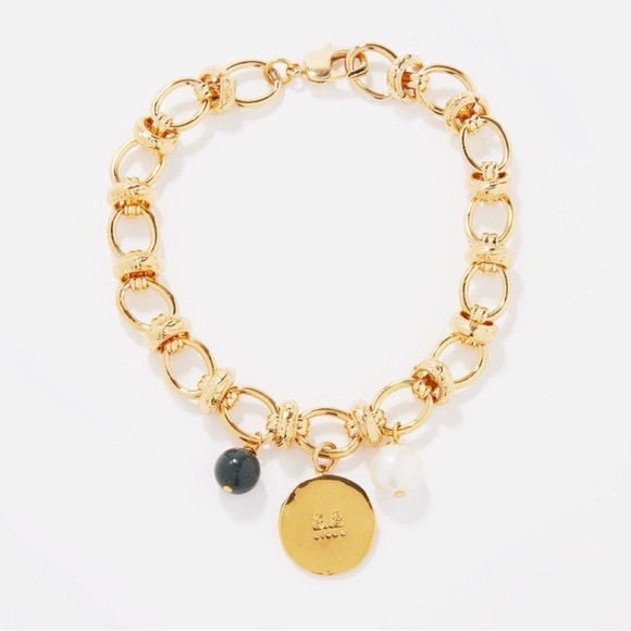 New w/ Tags By Alona Cielo Pearl, Agate & 18kt gold-Plated Anklet - Picture 1 of 7